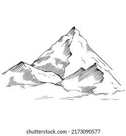 Montaña con paisajes vectoriales editable diseño de esbozo de ilustración.