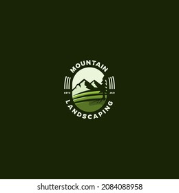 diseños de logotipo de emblema paisajístico de montaña