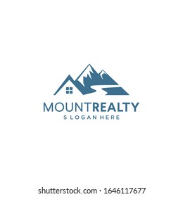 Mountain Landscaping Home Realty Logo Vector