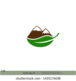 mountain and leaf icon concept company logo
