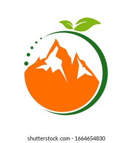 Mountain Leaf Icon Logo Design Template