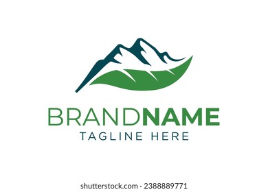 Mountain leaf logo icon. Nature landscape logo design vector