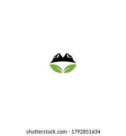 Mountain Leaf logo icon template design in Vector illustration