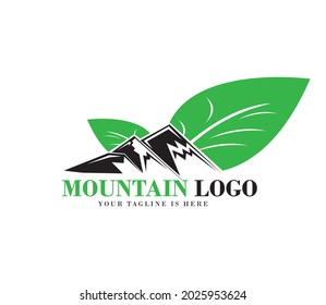 mountain and leaf logo template