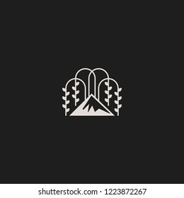 Mountain Leaf Ornamental Creative Abstract Landscaping Vector Logo