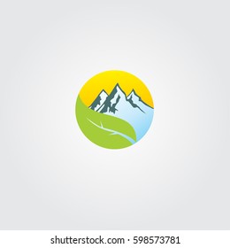 Mountain And Leaves Logo