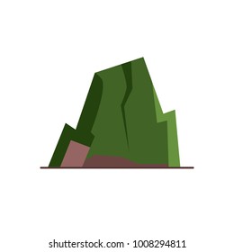 Mountain with ledges icon in flat style. Rock with plateau symbol isolated on white background.