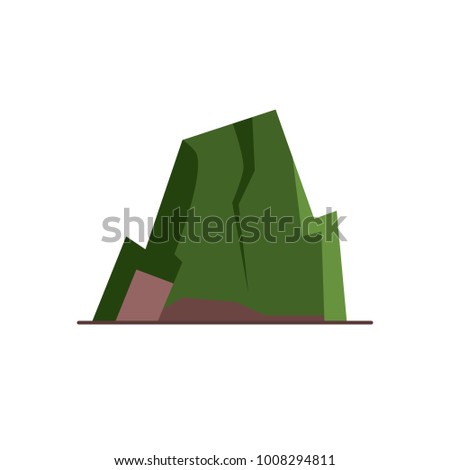 Mountain with ledges icon in flat style. Rock with plateau symbol isolated on white background.