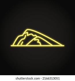 Mountain with ledges icon in thin line style. Terraced rock symbol. Vector illustration.