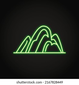 Mountain with ledges icon in thin line style. Rock with plateau symbol. Vector illustration.