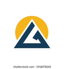 Mountain letter G flat logo template