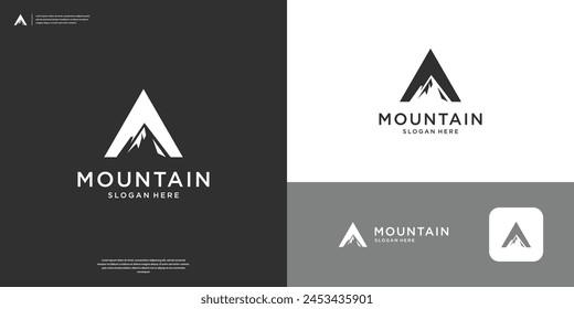 Letra de montaña A inspiración en diseño de logotipo