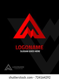 Mountain and letter M abstract logo template vector