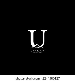 diseño de monograma del logotipo de la letra de montaña U utilizable para la marca de negocios relacionados con la naturaleza | plantilla gráfica de vector premium