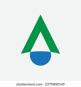 mountain letter A water drop logo design