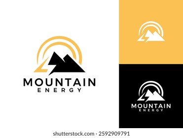 mountain with lightning negative logo vector design