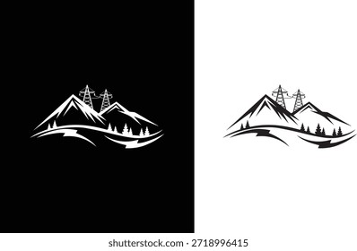 Icono moderno de la marca de la aventura al aire libre de la energía eléctrica del logotipo del perno de la energía del rayo de montaña