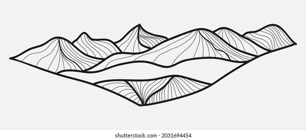 Mountain line art. Abstract mountain template with geometric pattern. design for print, cover, invitation background, fabric. Vector illustration. Vector illustration