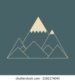 Fondo de arte de la línea de montaña, diseño de papel tapiz de lujo para cubierta, fondo de invitación, diseño de empaque, arte de pared e impresión. Ilustración vectorial.