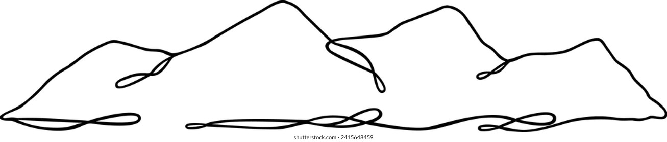 Mountain Line Art | Continuous Line Nature Design | Outdoors Vector Artwork
