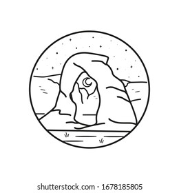 Mountain line art, emblems. Western vector illustrations. Design for t shirt, stamp, label, logo, etc. isolated vector graphic.