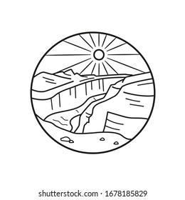 Mountain line art, emblems. Western vector illustrations. Design for t shirt, stamp, label, logo, etc. isolated vector graphic.