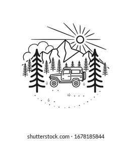 Mountain line art, emblems. Western vector illustrations. Design for t shirt, stamp, label, logo, etc. isolated vector graphic.