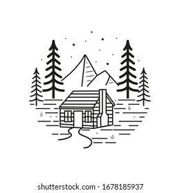 Mountain line art, emblems. Western vector illustrations. Design for t shirt, stamp, label, logo, etc. isolated vector graphic.