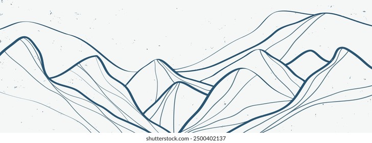 Mountain line art landscape illustration. Creative minimalist modern line art pattern. Abstract contemporary aesthetic backgrounds landscapes