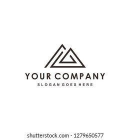 Mountain Line art logo design inspiration and initial M