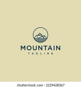 Mountain line art logo design vector template