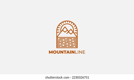 Mountain line art logo design icon vector template