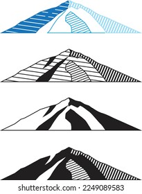 Mountain Line art Logo Design Template Vector