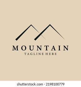 logotipo de arte de la línea de montaña, icono y símbolo, diseño de ilustración vectorial