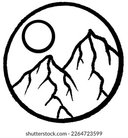 mountain line art logo icon and symbol