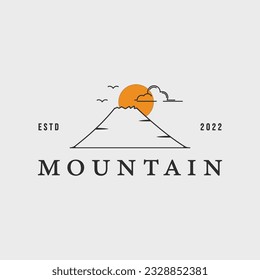 mountain line art logo simple vector illustration template icon graphic design