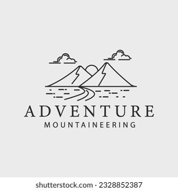 mountain line art logo simple vector illustration template icon graphic design