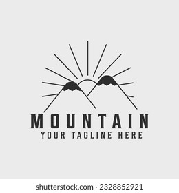 logotipo de arte de la línea de montaña ilustración simple de vector plantilla de diseño gráfico