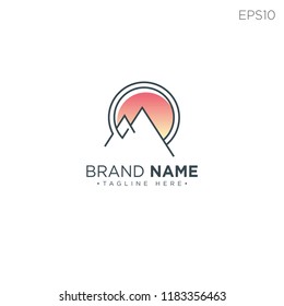 mountain line art logo template vector illustration download in eps10