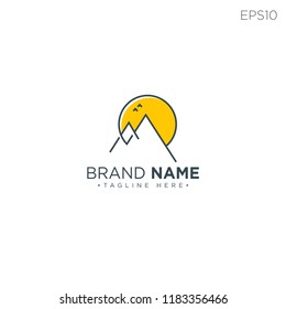 mountain line art logo template vector illustration download in eps10