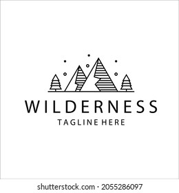 diseño vectorial del logotipo de arte de la línea de montaña