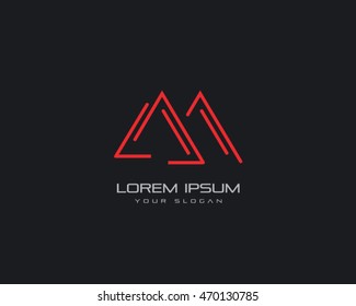 Mountain Line Art Logo Vector Illustration