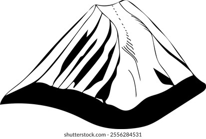 Mountain line art minimalist design. Hand drawn vector illustration