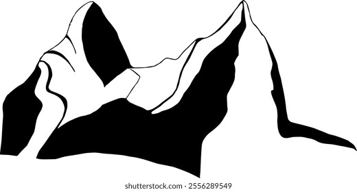 Mountain line art minimalist design. Hand drawn vector illustration