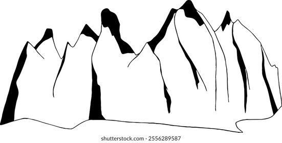 Mountain line art minimalist design. Hand drawn vector illustration