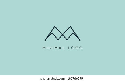 mountain line art modern minimal abstract logo design with contract color combination.