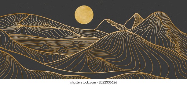 mountain line art print. Abstract mountain contemporary aesthetic backgrounds landscapes. with mountain, forest, sea, skyline, wave. vector illustrations