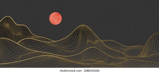 mountain line art print. Abstract mountain contemporary aesthetic backgrounds landscapes. with mountain, sea, skyline, wave. vector illustrations