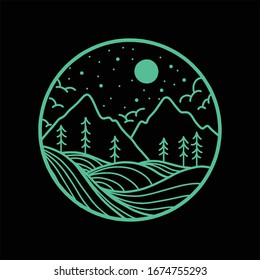 mountain line art vector design