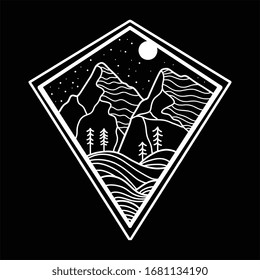 mountain line art vector design